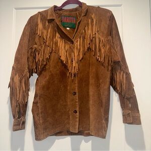 Vintage Dakota Brown Fringe Suede Jacket Boho Cowgirl women’s Small